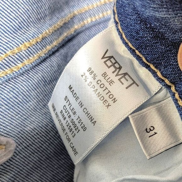 VERVET Blue Medium Wash Stretch Button Fly Ankle Crop Jeans Size 31 32 12 14 - Picture 8 of 9
